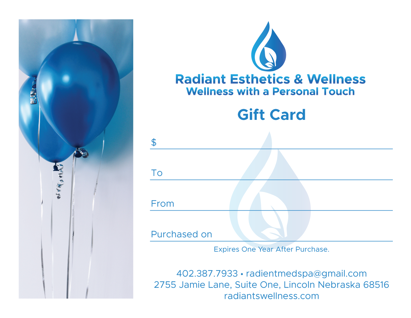 Radiant Medspa Gift Card—The Perfect Gift of Self-Care!